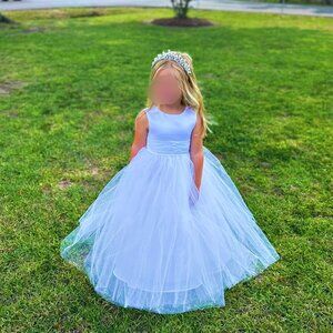 Girls White Flower Girl Dress Tulle & Matte Satin Size 4 from Etsy - Pristine!